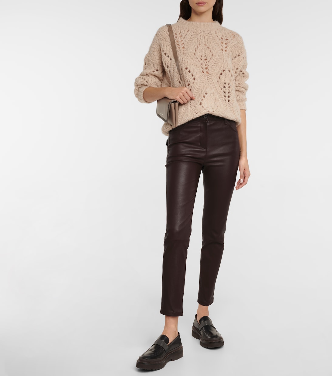 High-rise skinny leather pants | Brunello Cucinelli