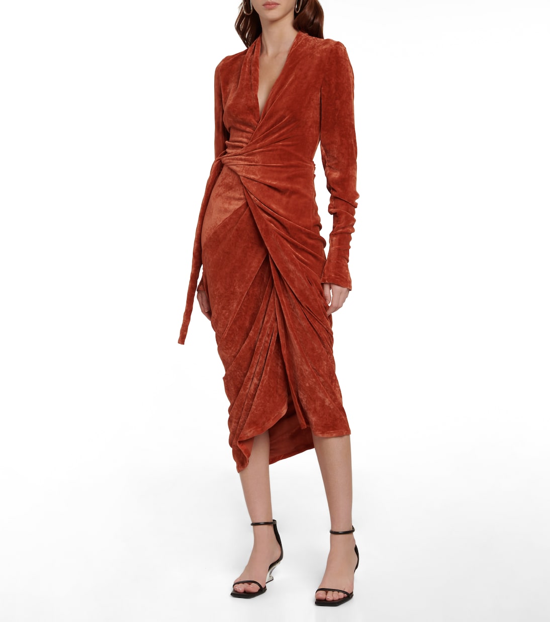 Midi-Wickelkleid aus Samt | Rick Owens