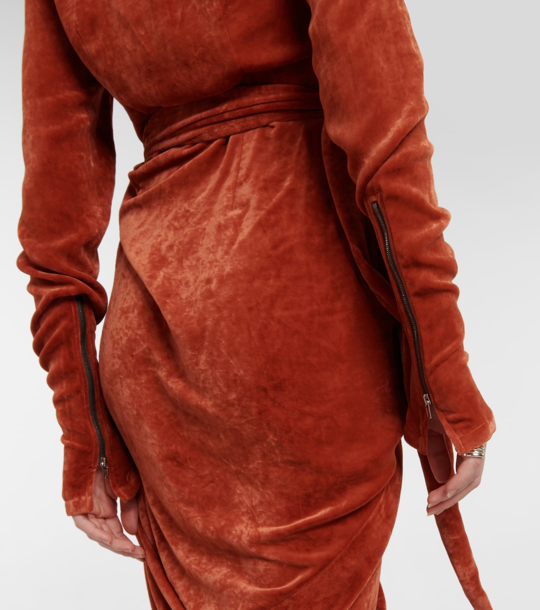Midi-Wickelkleid aus Samt | Rick Owens