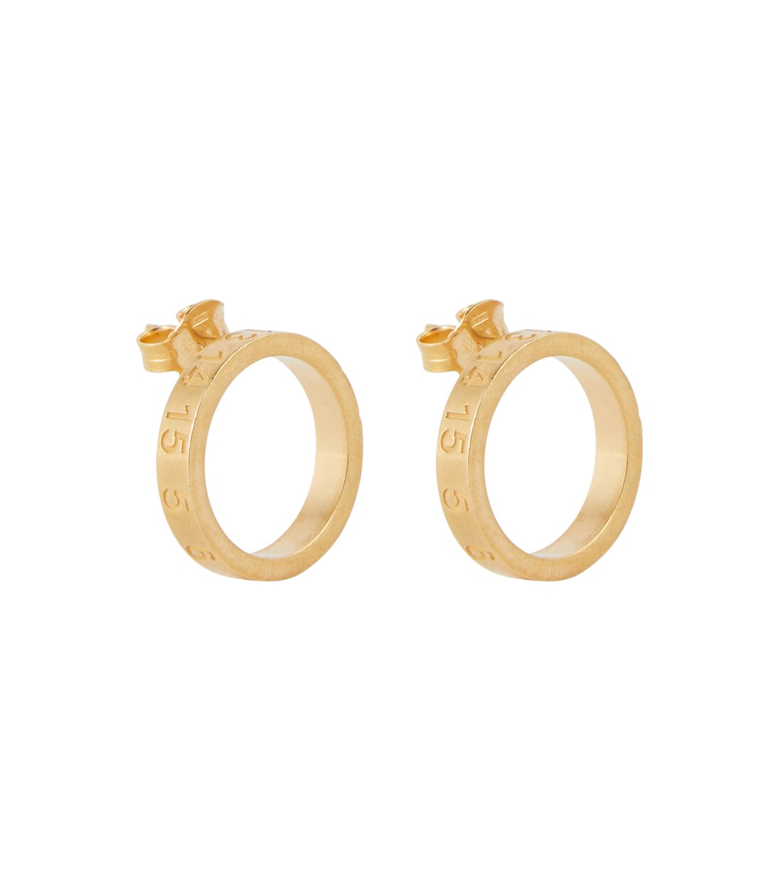 Engraved sterling silver earrings in gold - Maison Margiela  