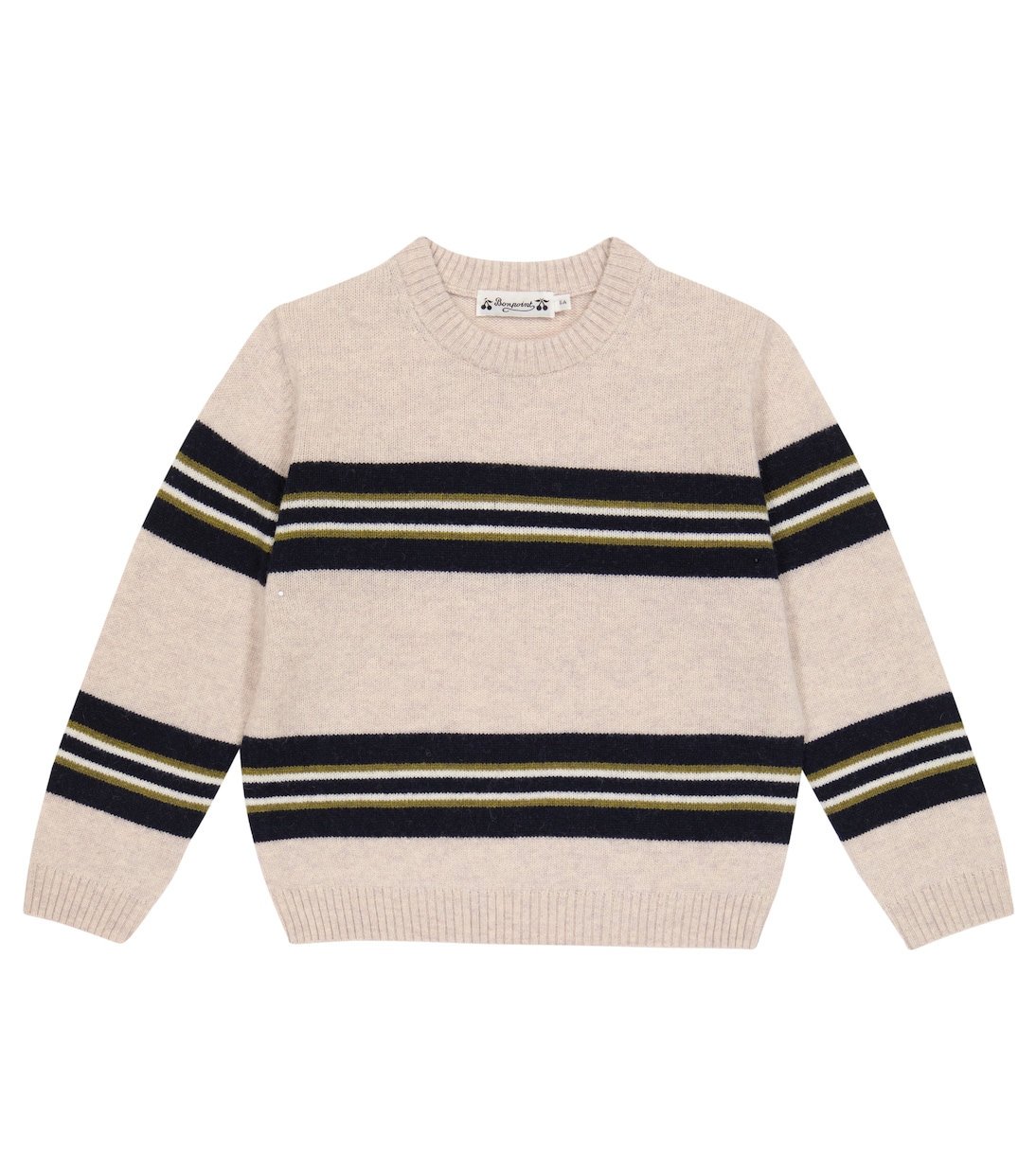 Jersey Branco de lana a rayas | Bonpoint
