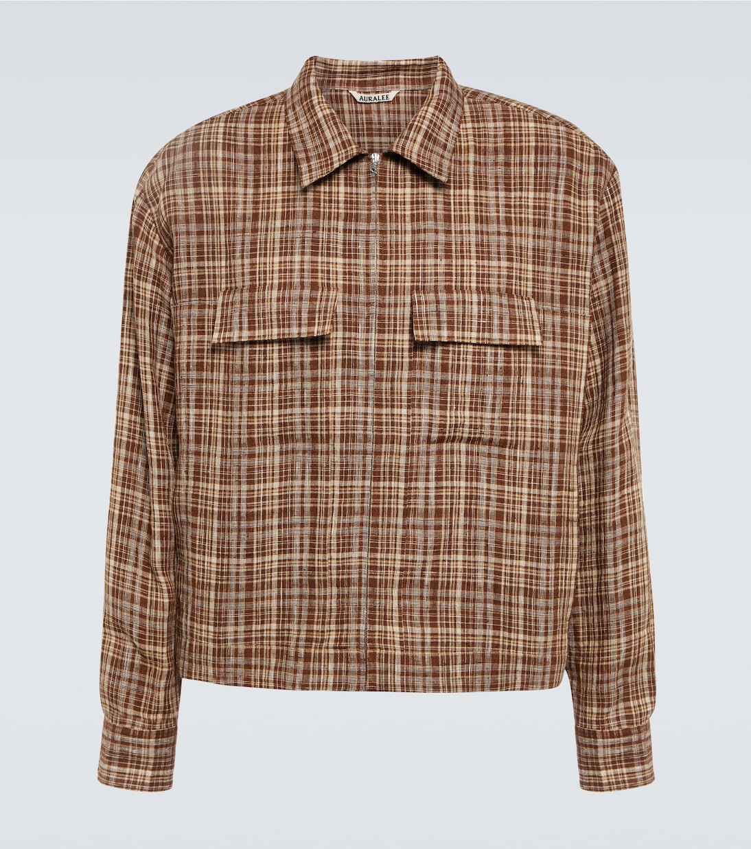 Chaqueta de lino y seda a cuadros | Auralee