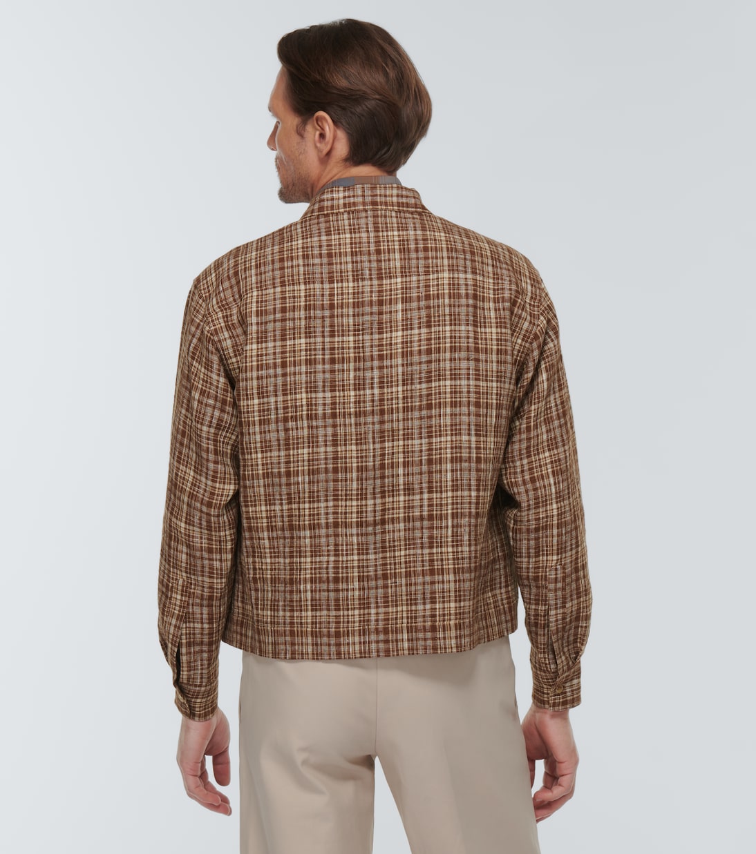 Chaqueta de lino y seda a cuadros | Auralee