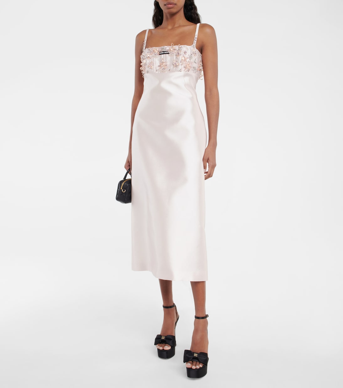 Embellished silk and wool midi dress | Miu Miu
