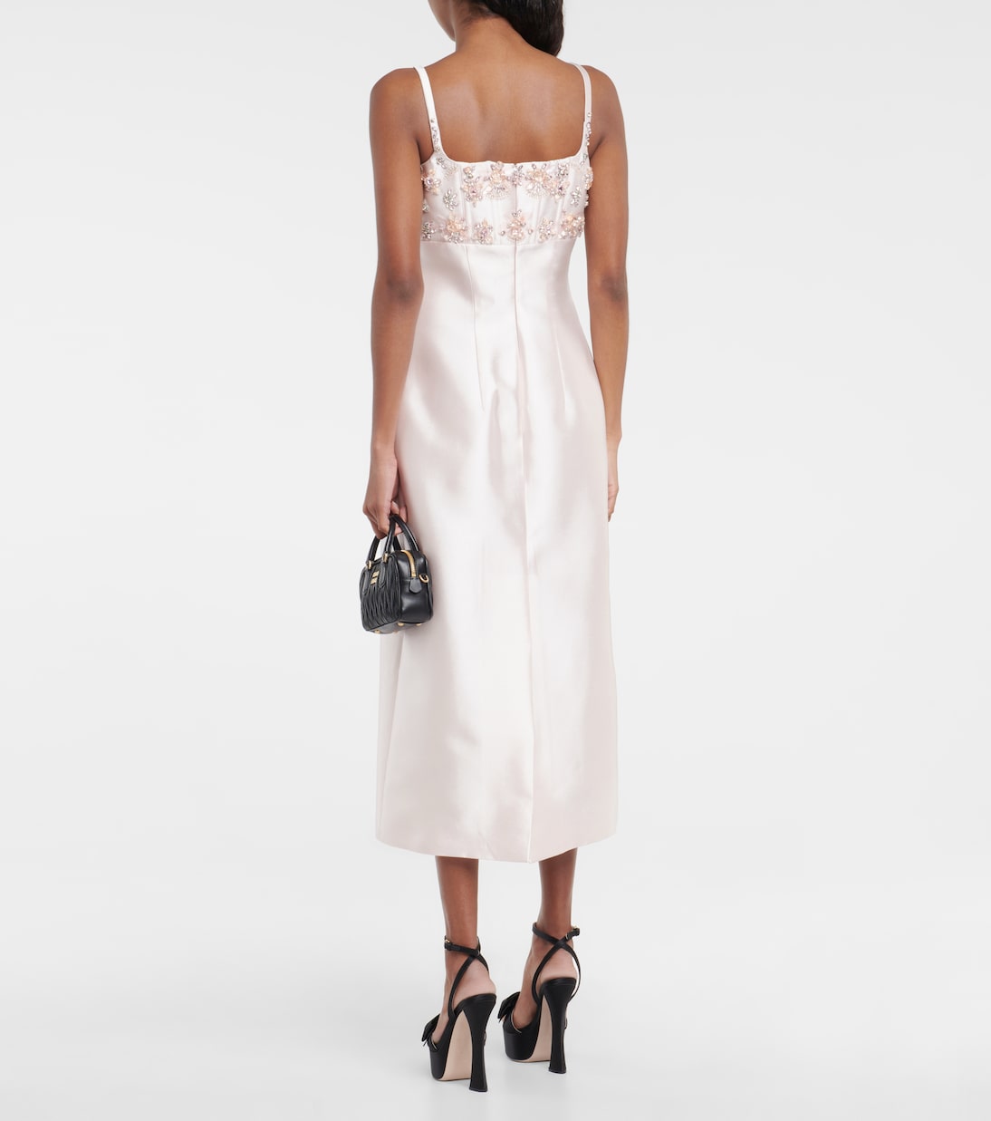Embellished silk and wool midi dress | Miu Miu