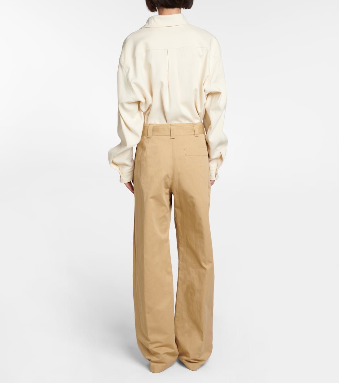 Pantalon ample à taille haute en coton et lin | Lemaire