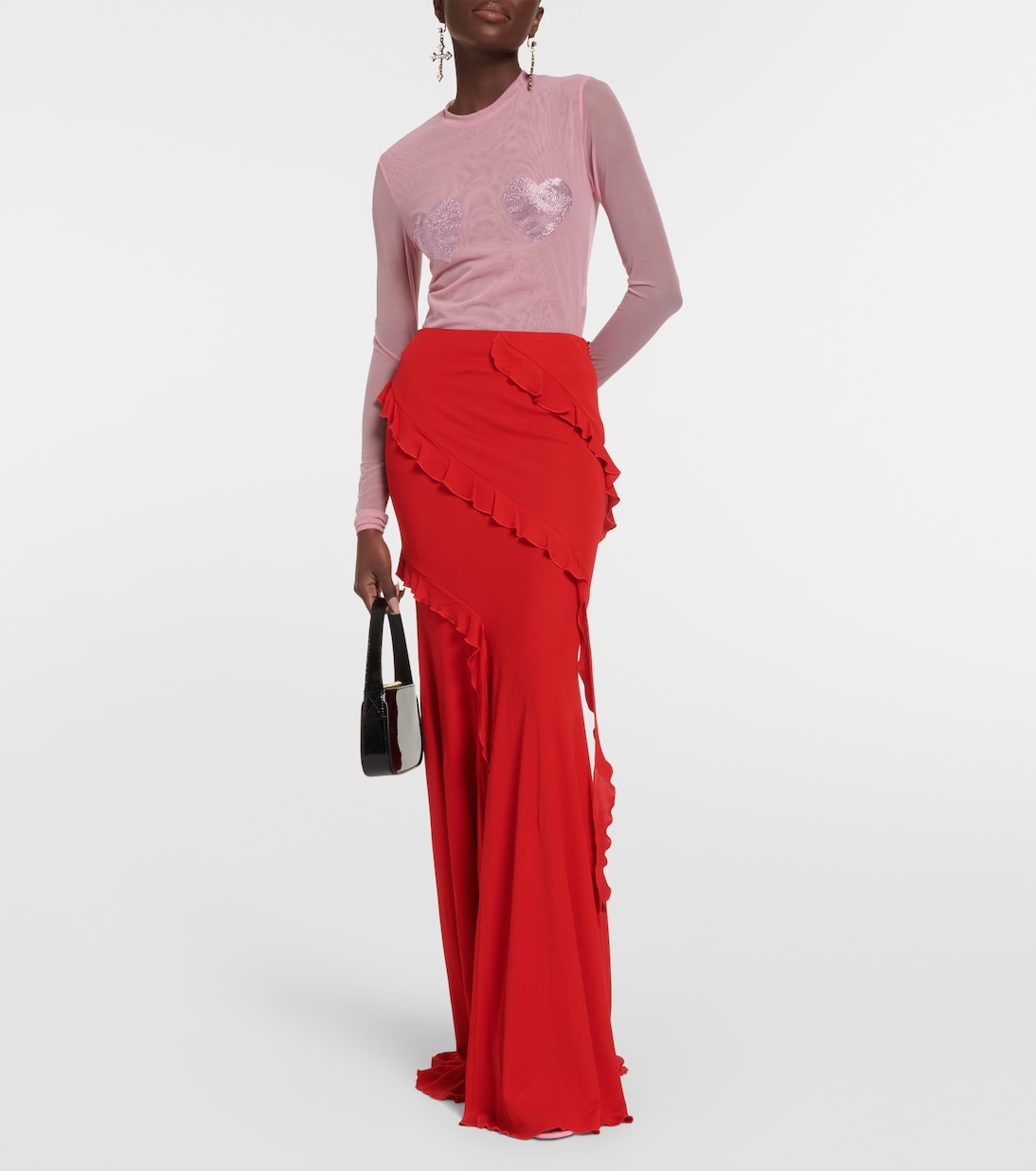 Falda larga de jersey con volantes | Blumarine