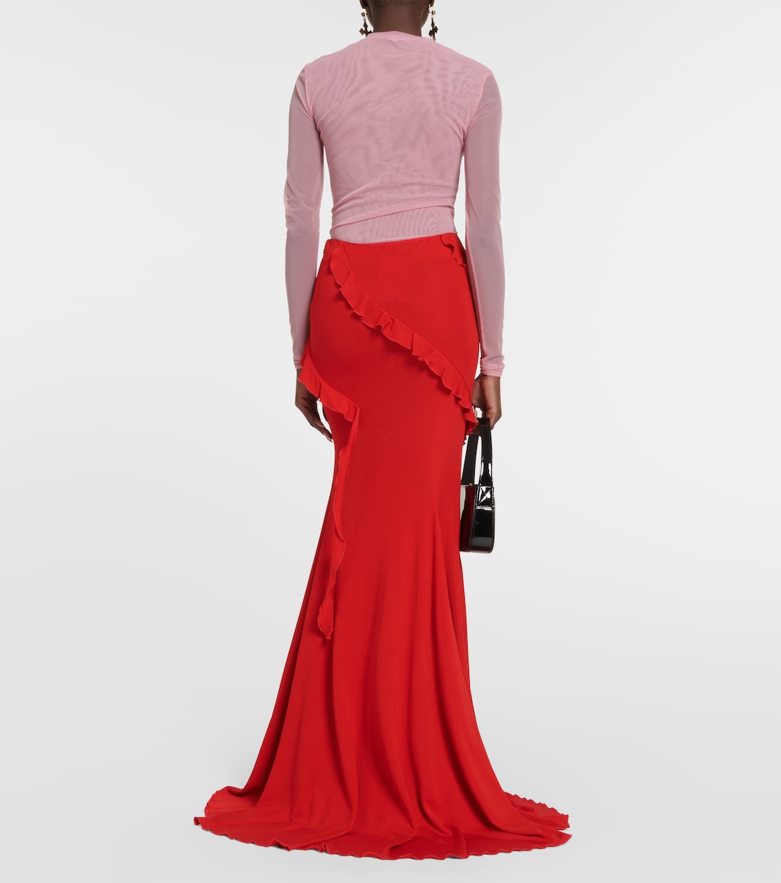 Falda larga de jersey con volantes | Blumarine