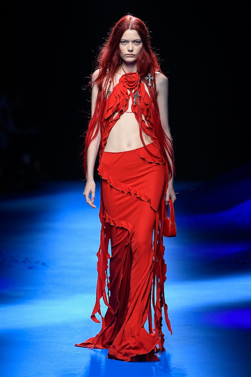 Falda larga de jersey con volantes | Blumarine