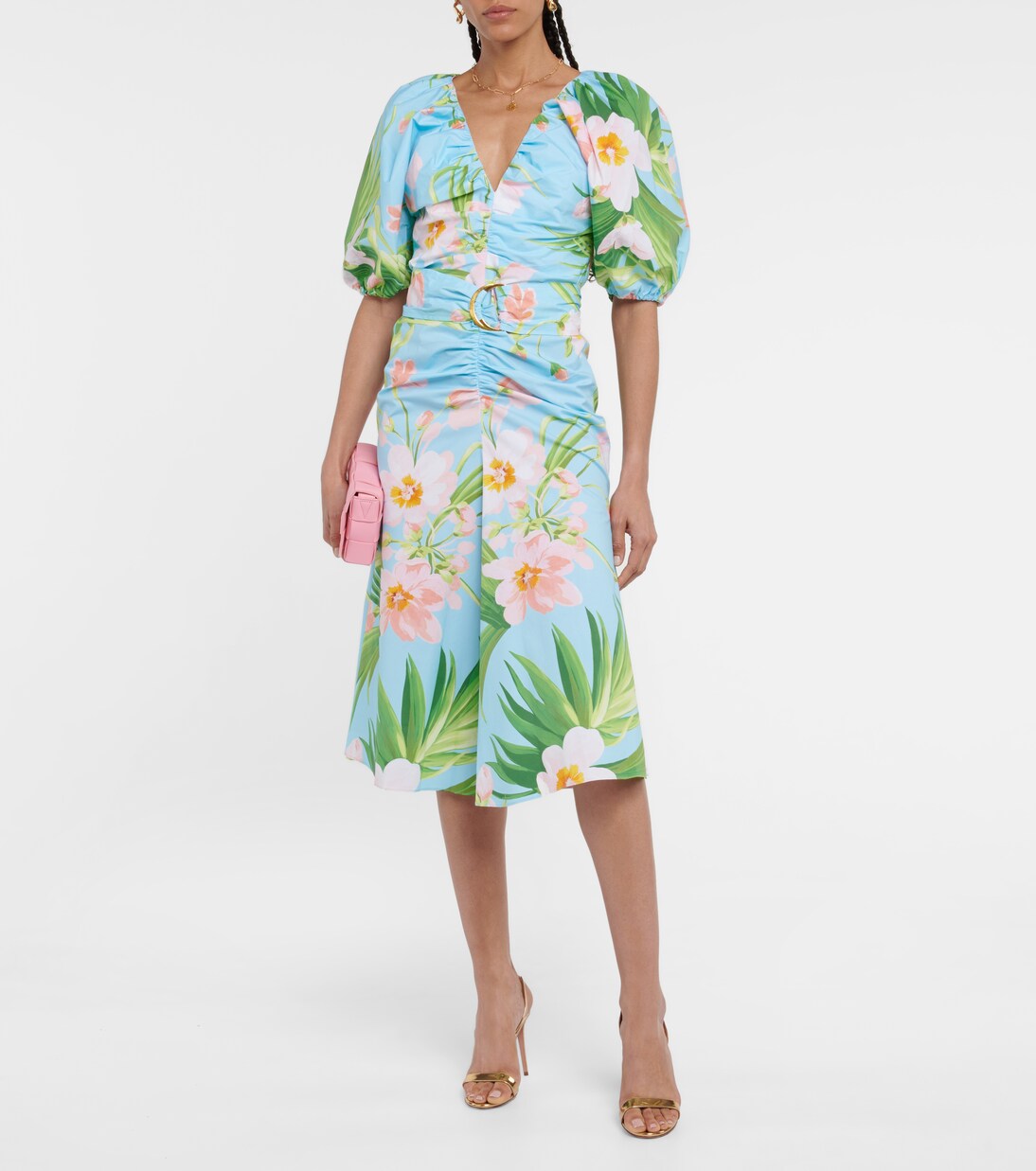 Abito midi in misto cotone con stampa | Carolina Herrera