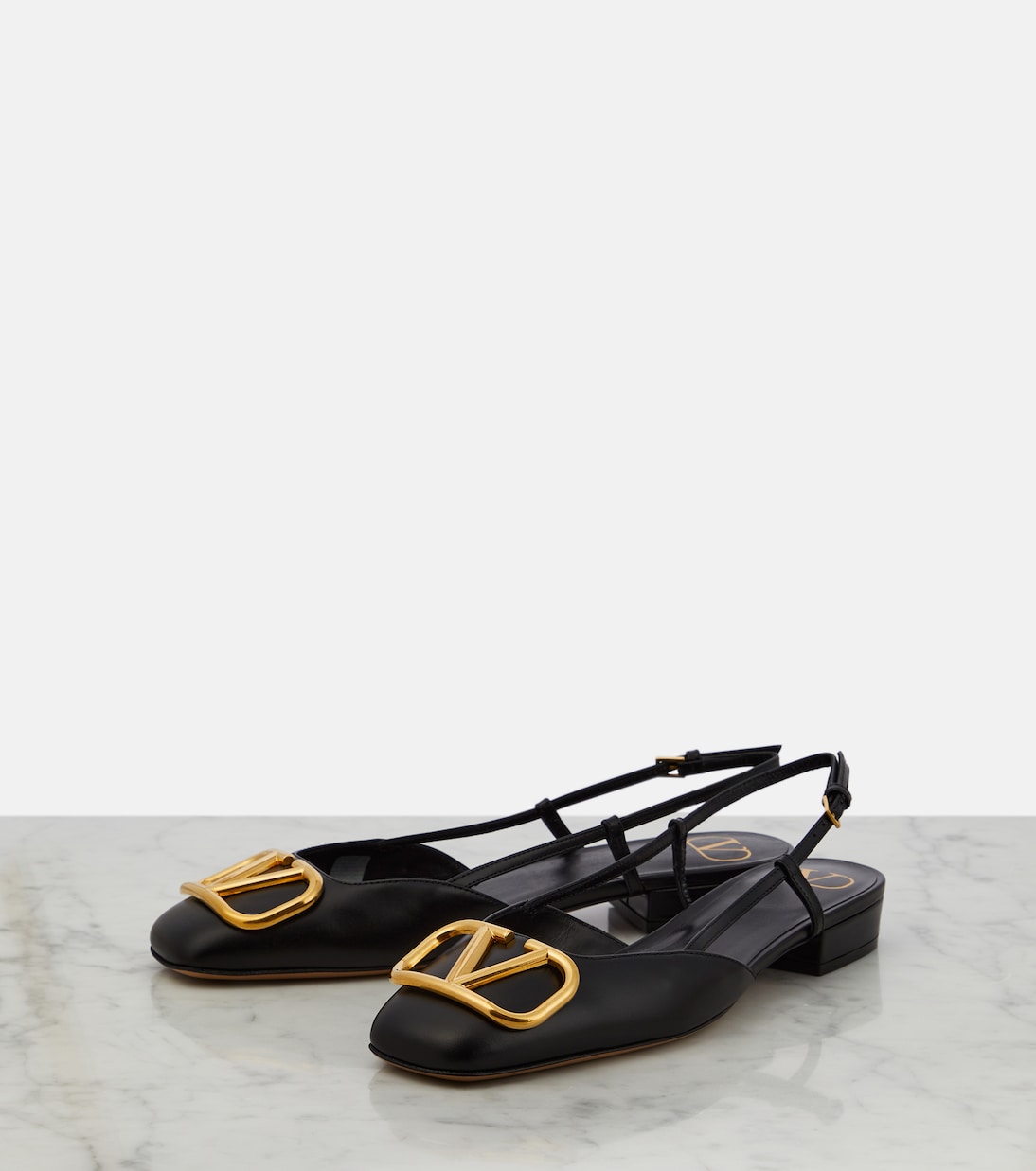 Slingback-Ballerinas VLogo aus Leder | Valentino Garavani
