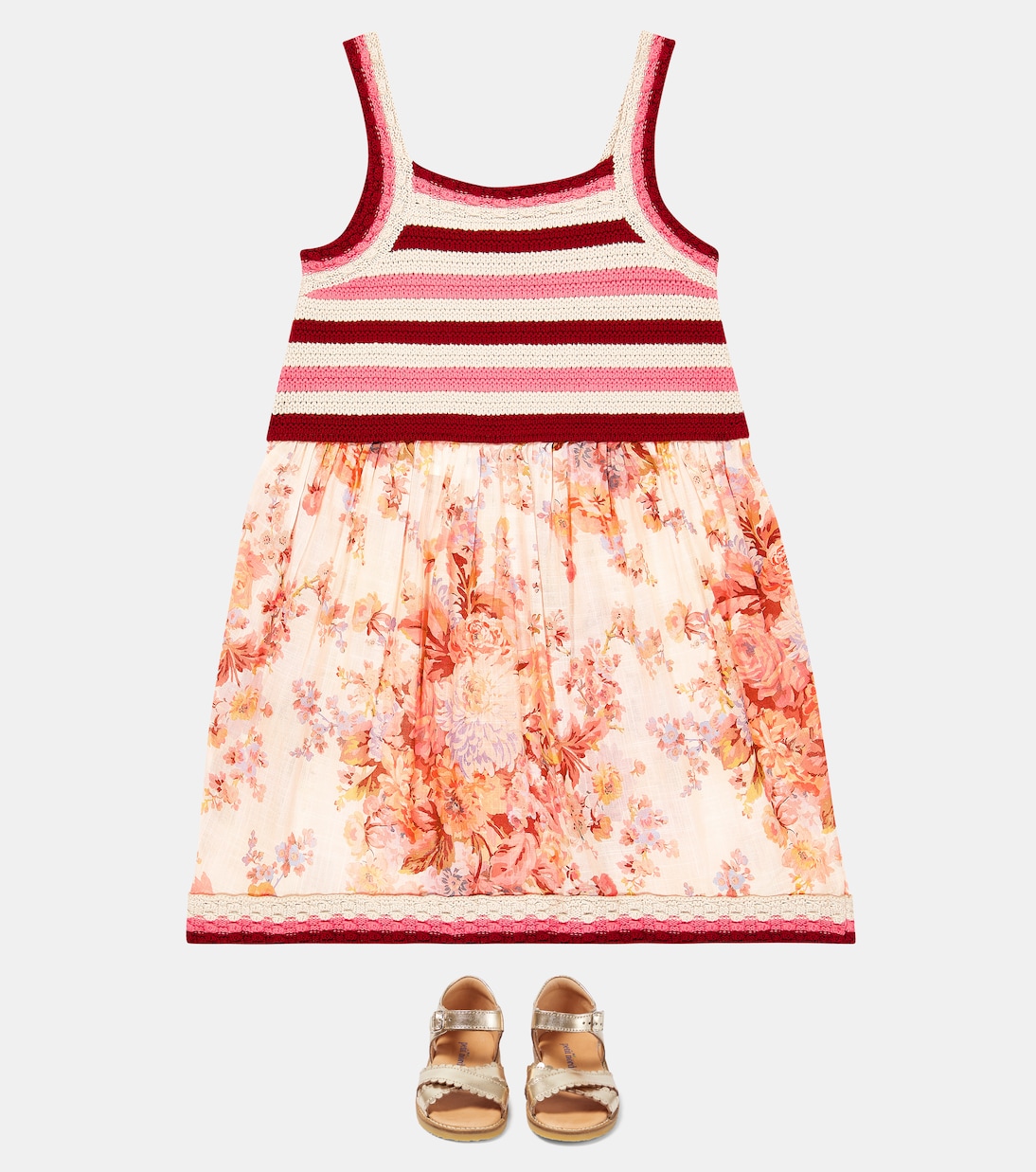 Abito Devi in crochet di cotone con stampa | Zimmermann Kids