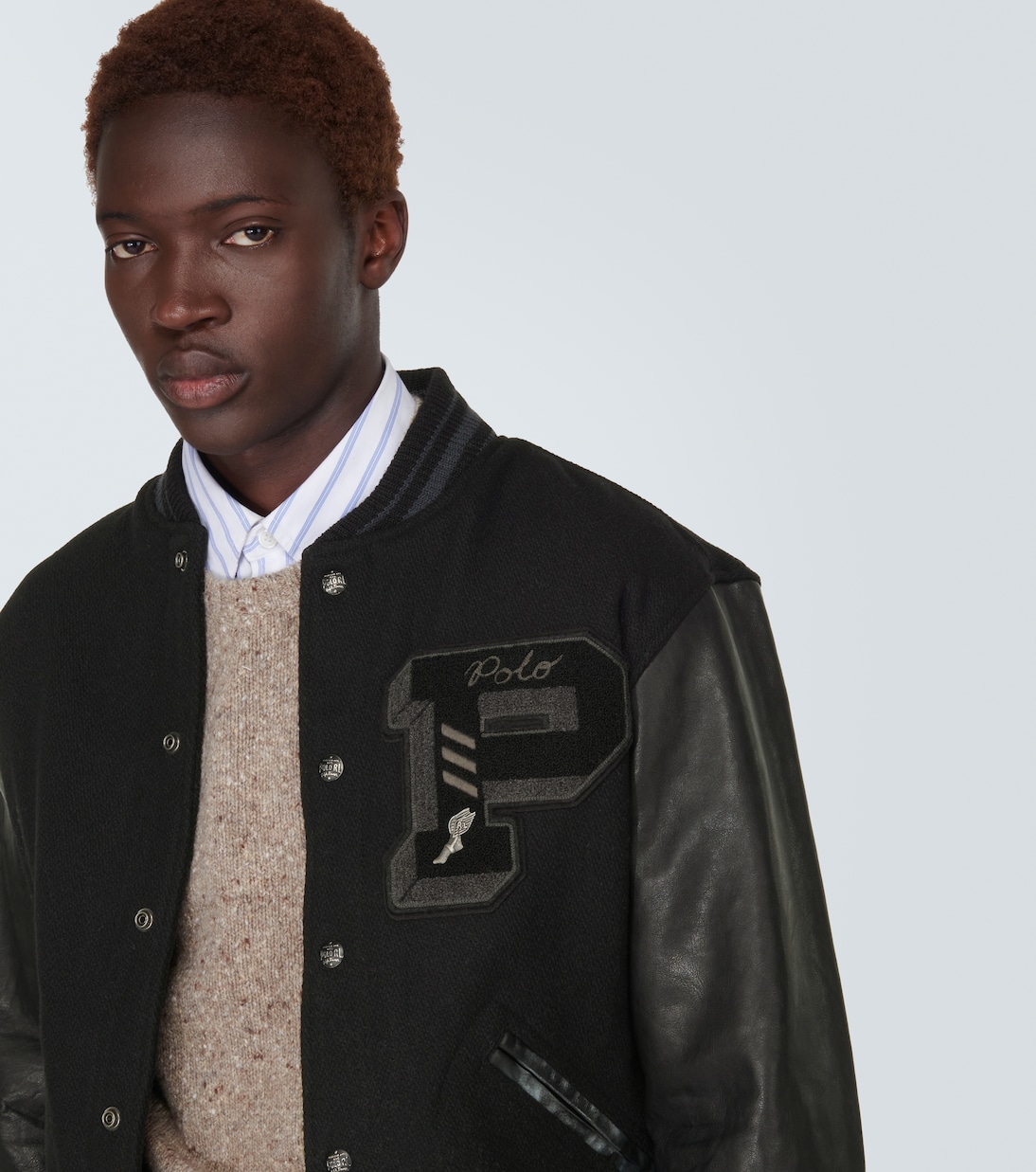 Applique varsity jacket in black Polo Ralph Lauren Mytheresa