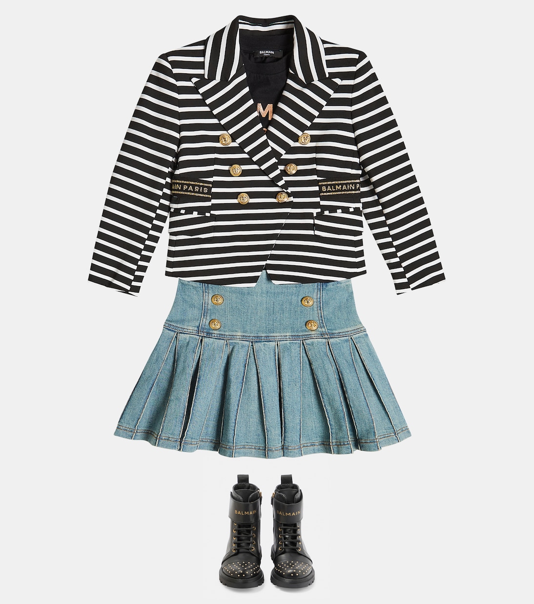 Blazer cruzado a rayas | Balmain Kids