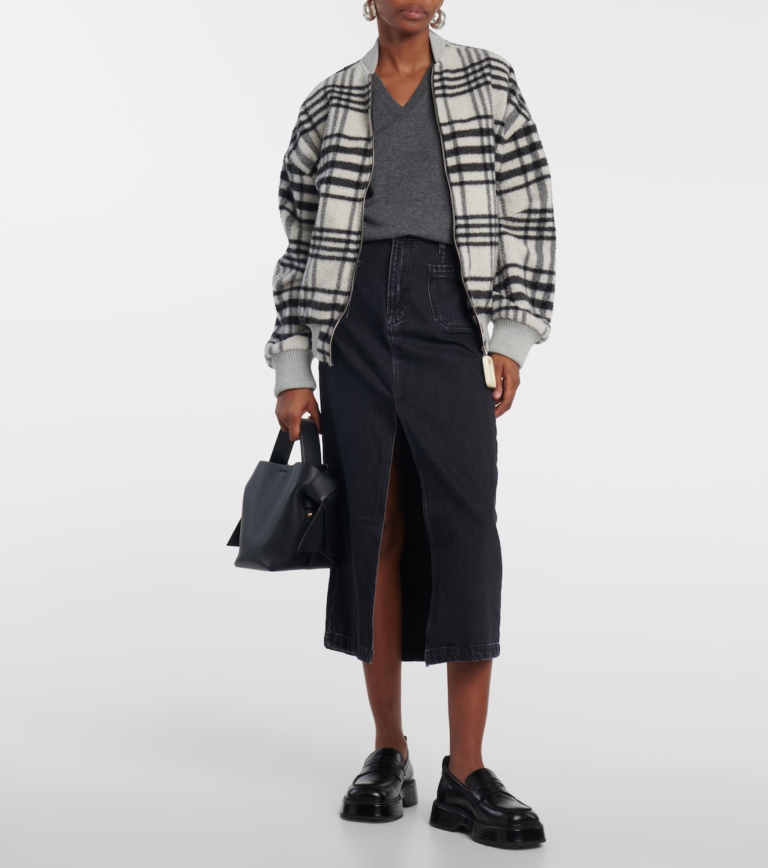 Le Bardot denim midi skirt | Frame