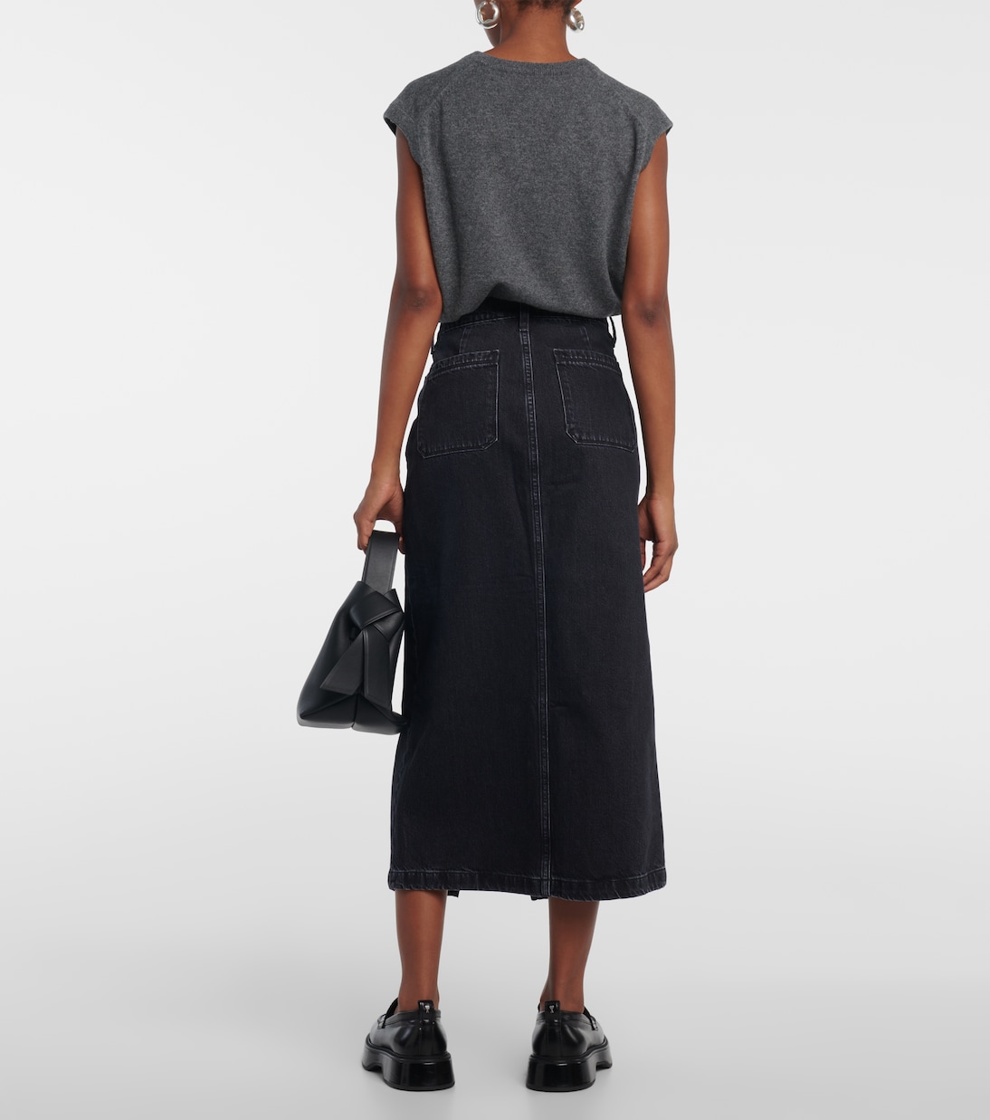 Le Bardot denim midi skirt | Frame