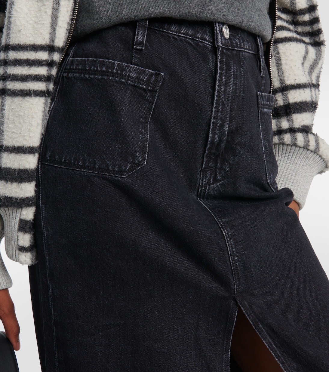 Le Bardot denim midi skirt | Frame