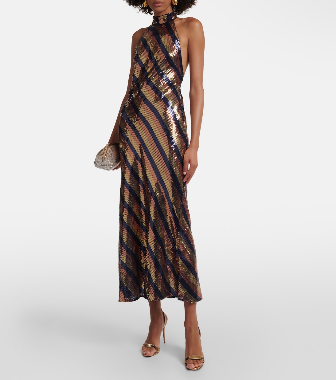 Sequined halterneck open-back gown | Rixo