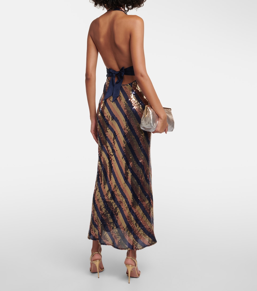 Sequined halterneck open-back gown | Rixo