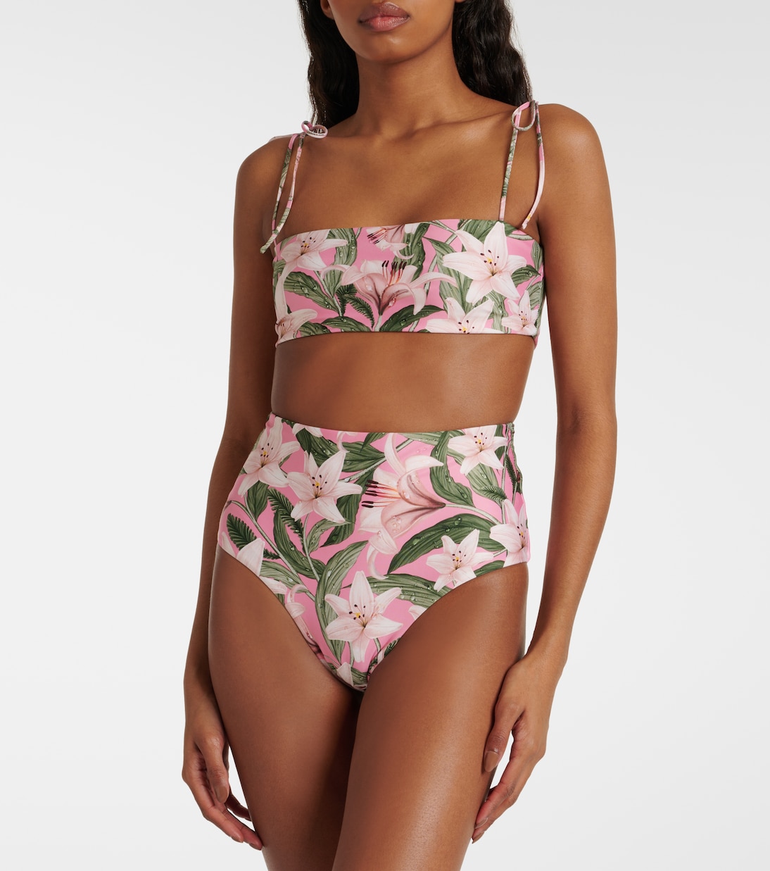 Braga de bikini Magenta floral de tiro alto | Agua by Agua Bendita