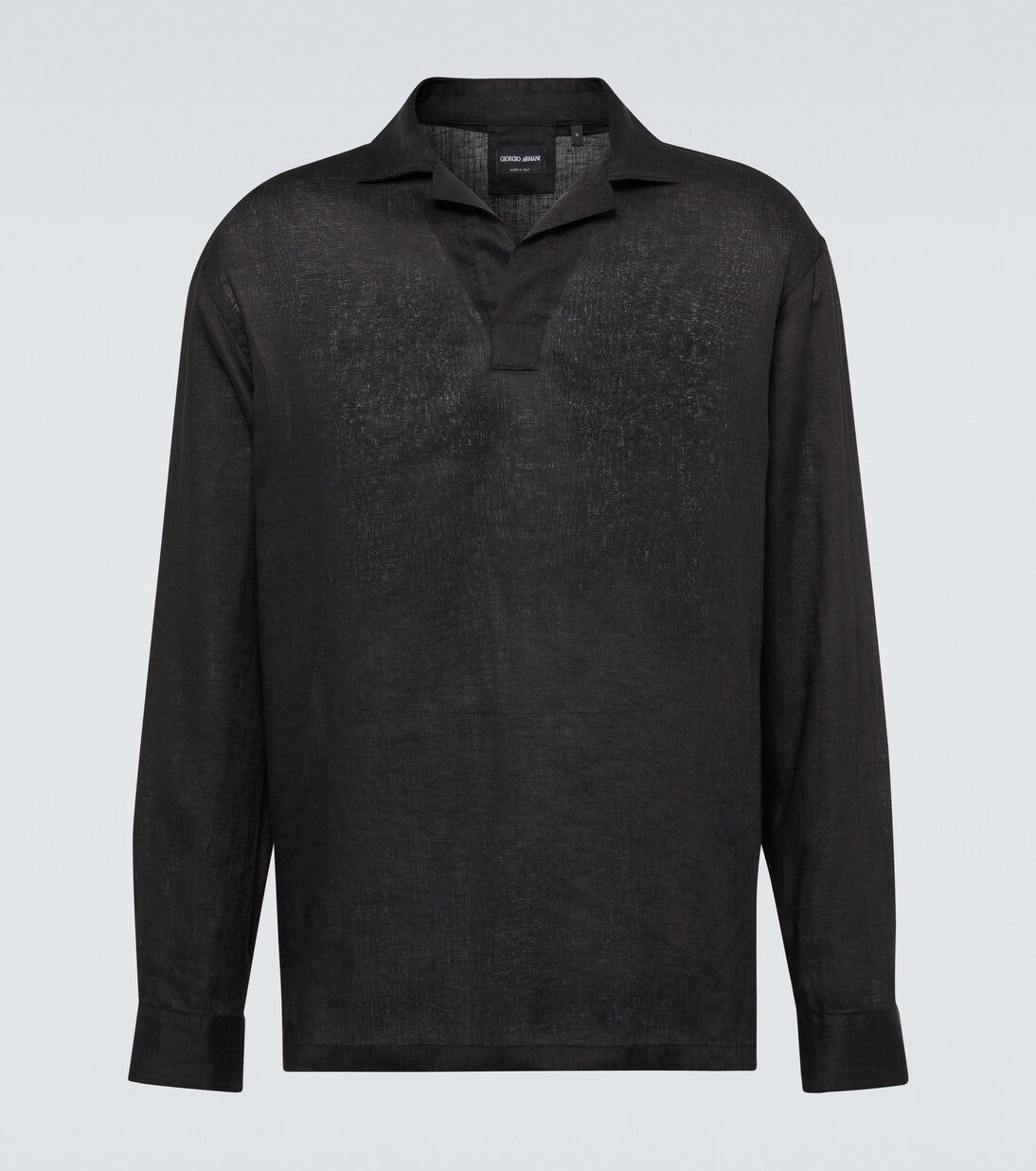 Linen canvas polo shirt in black - Giorgio Armani | Mytheresa