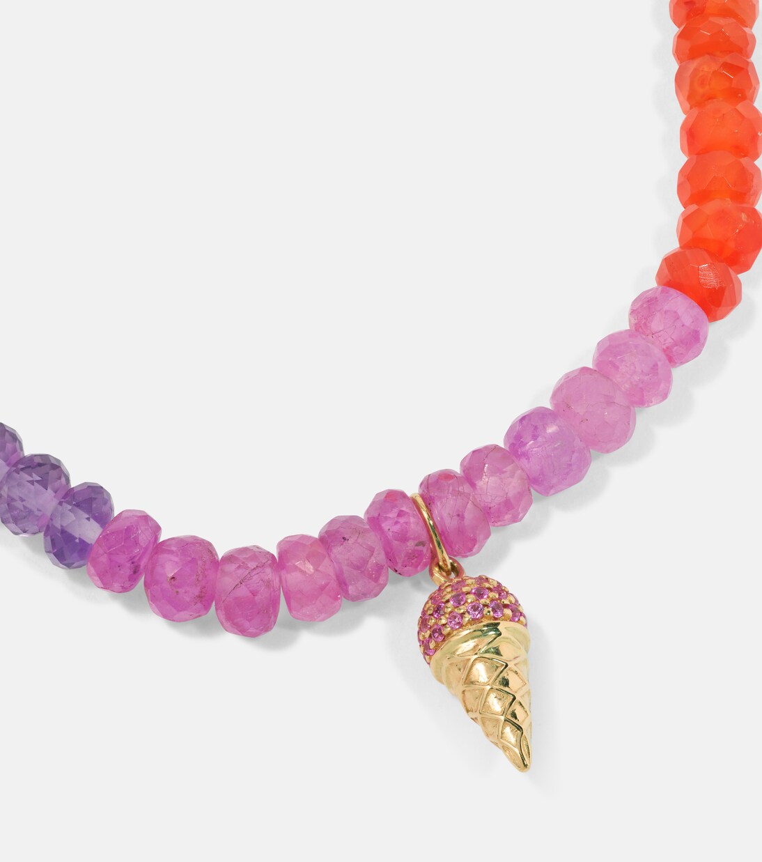 Braccialetto charm SYDNEY EVAN con cono gelato in oro 14kt e zaffiri, stile giovane e chic
