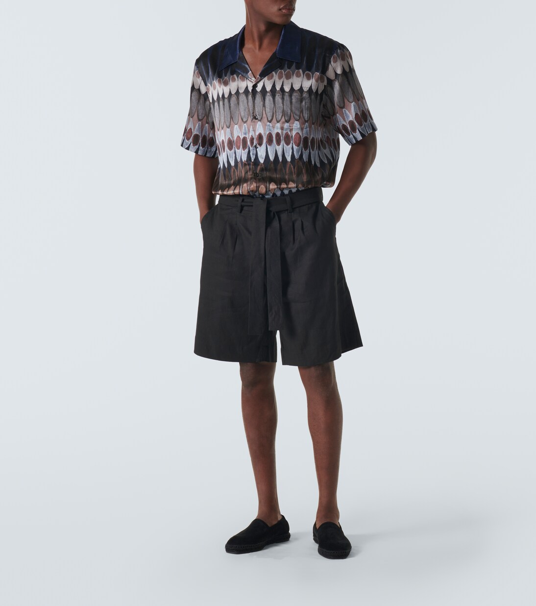 Chemise imprimée en soie et coton | Commas