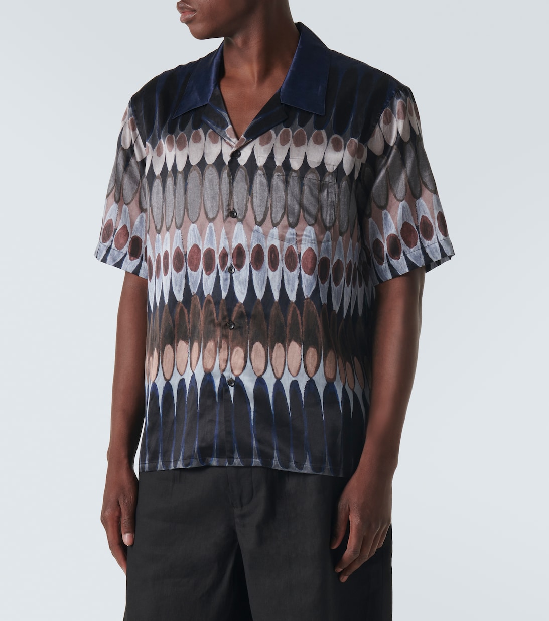 Chemise imprimée en soie et coton | Commas