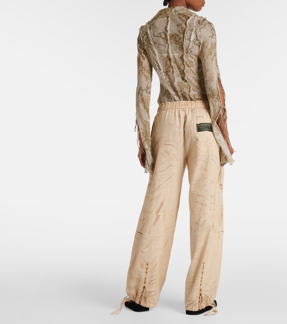 Pantalones Cargo de Lino y Algodón con Efecto Trompe L'Œil de Acne Studios para Jóvenes Modernos