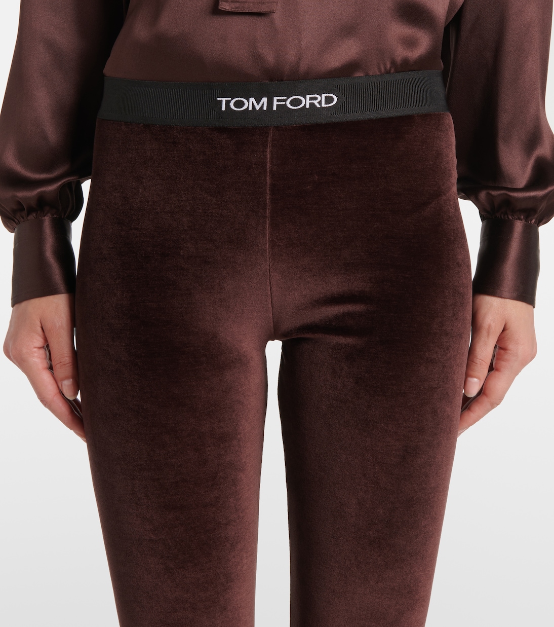 Leggings de terciopelo con logo | Tom Ford