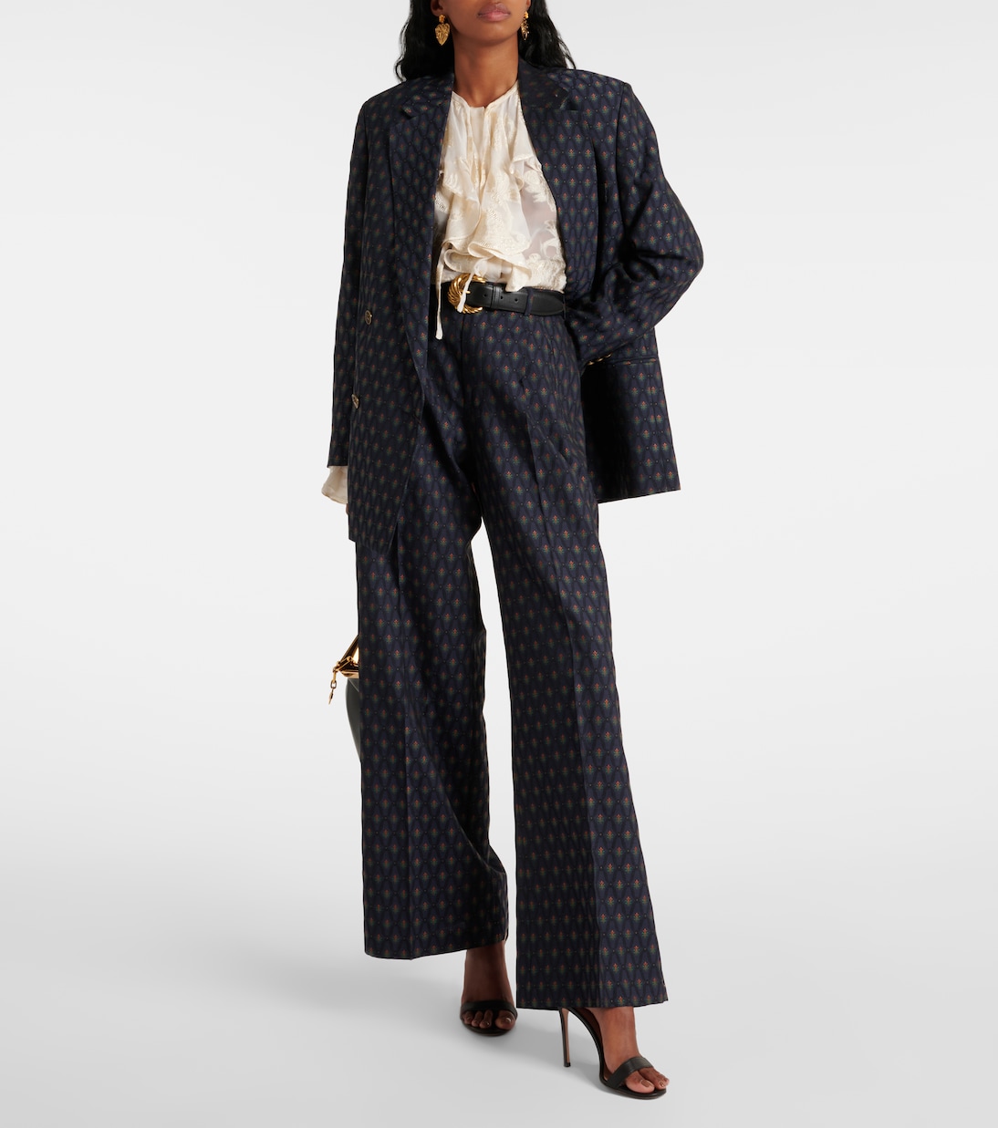 Pantalones anchos de lana y algodón | Etro
