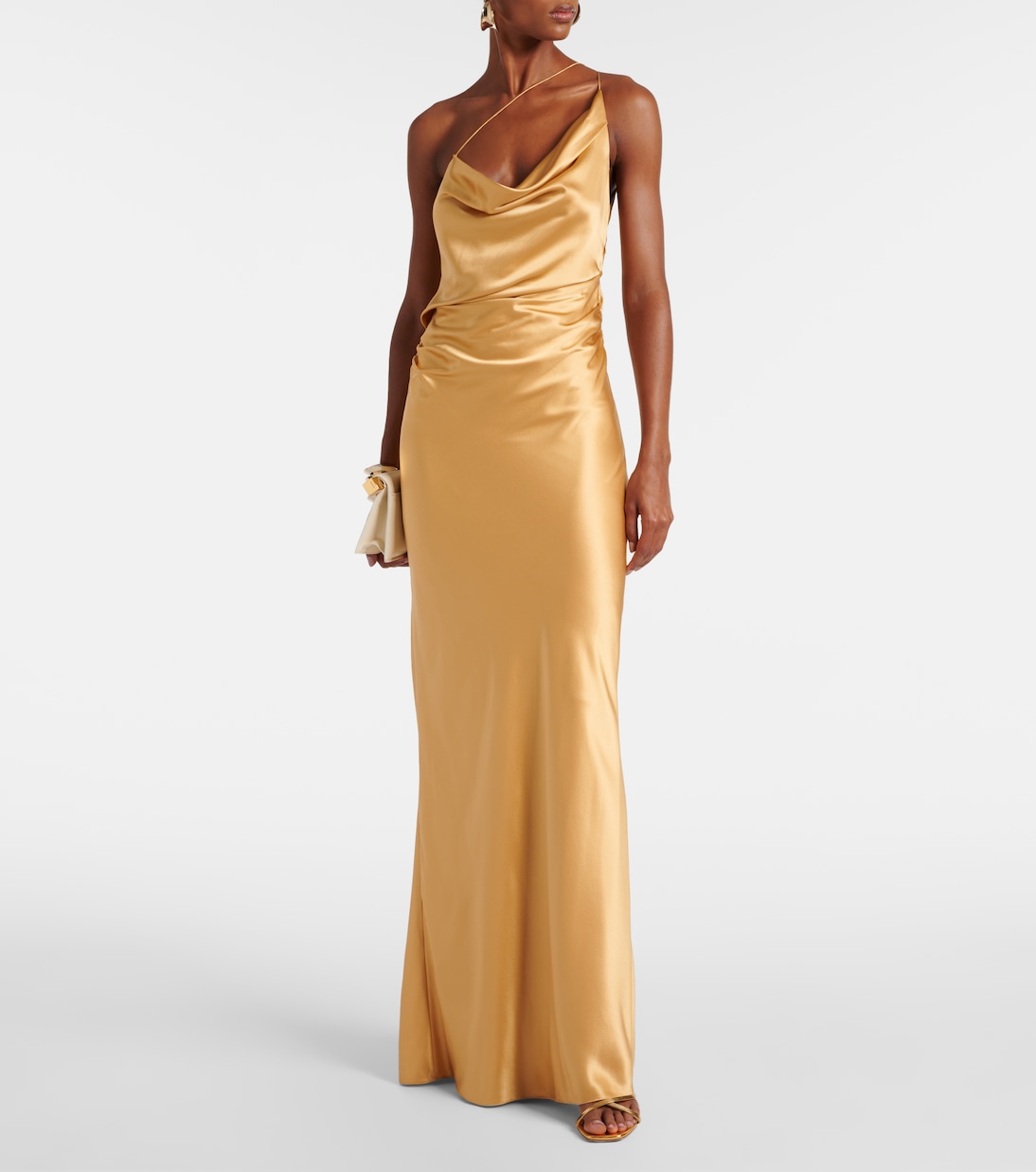 Robe longue asymétrique en satin de soie | The Sei