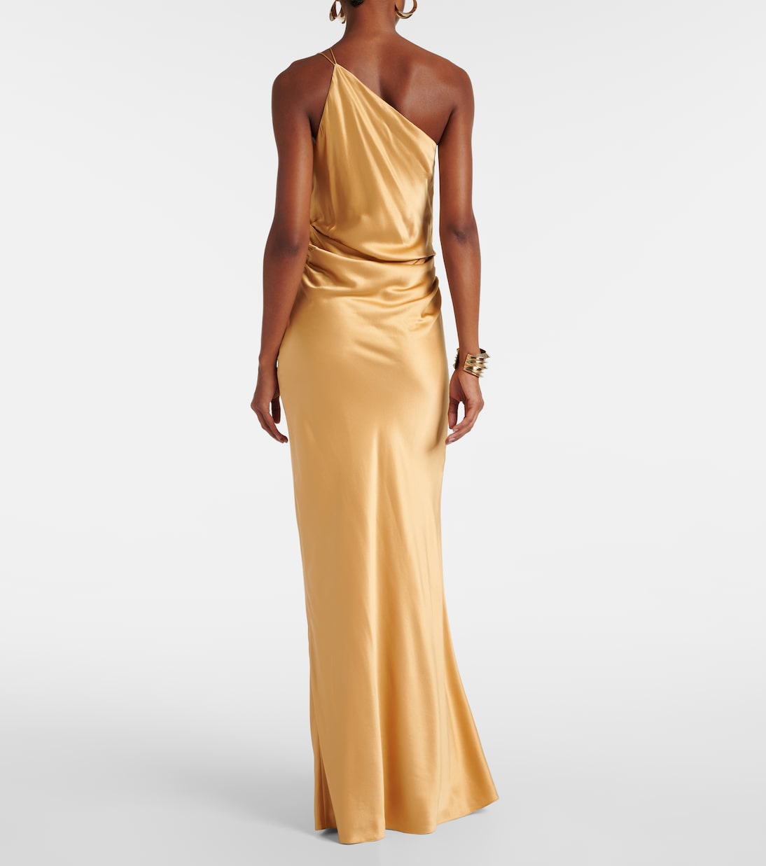 Robe longue asymétrique en satin de soie | The Sei