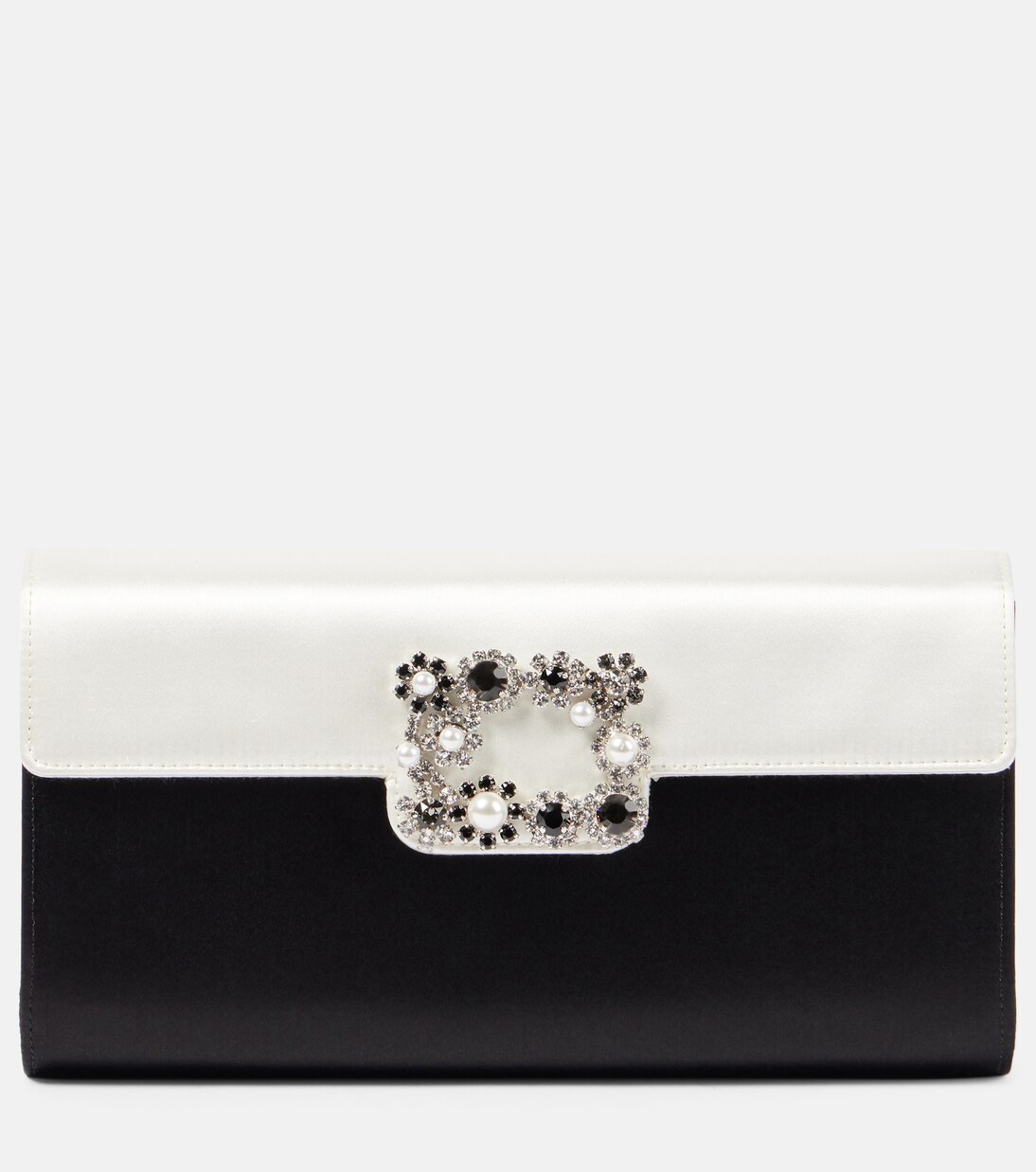 Flower Strass satin clutch  | Roger Vivier