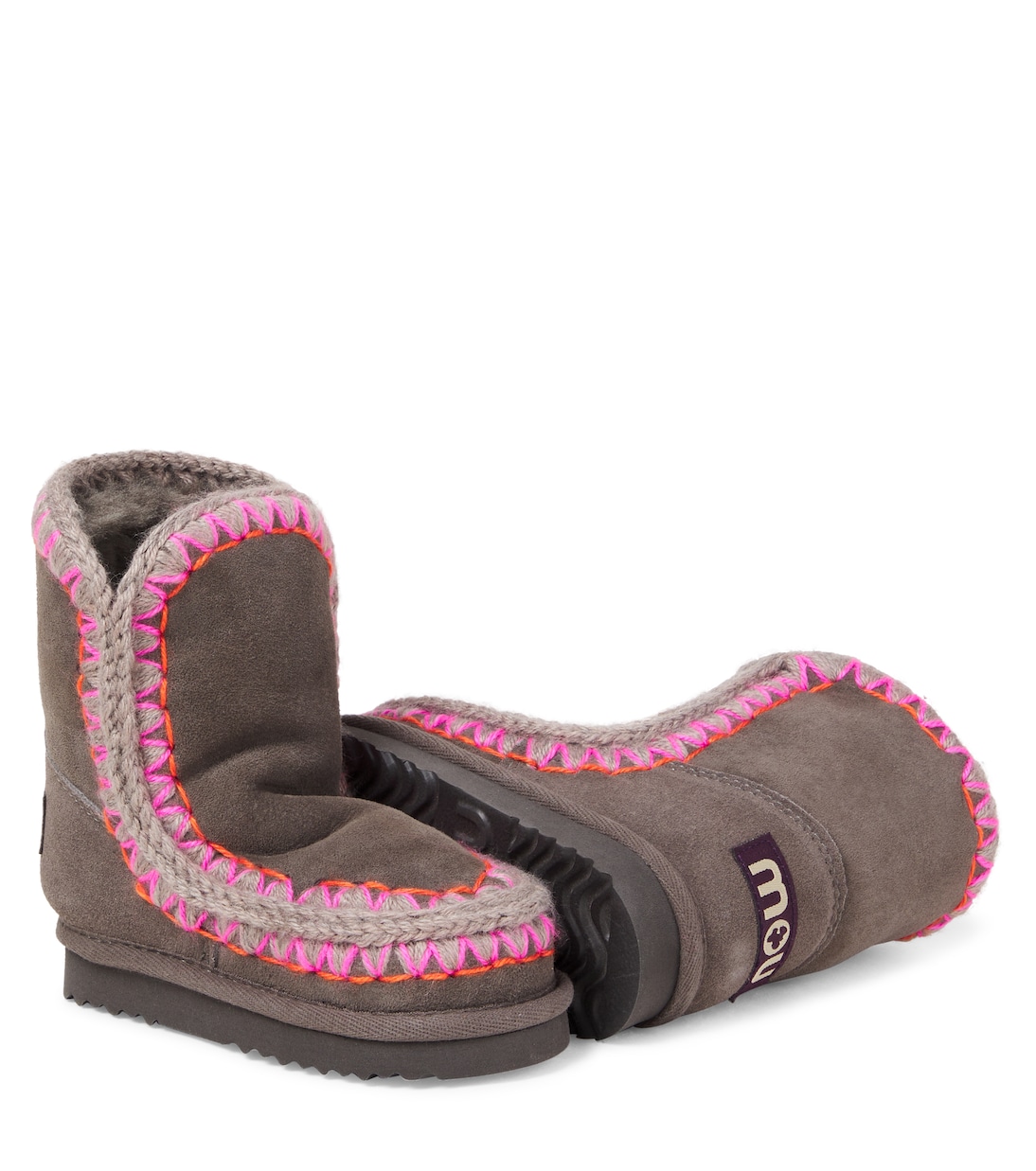 Embroidered shearling-lined suede boots | Mou Kids