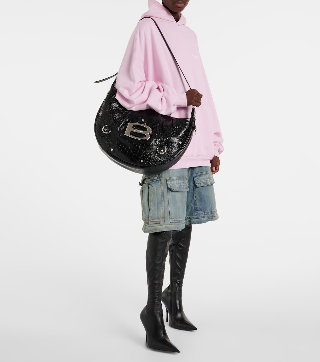Essex embossed leather shoulder bag | Balenciaga