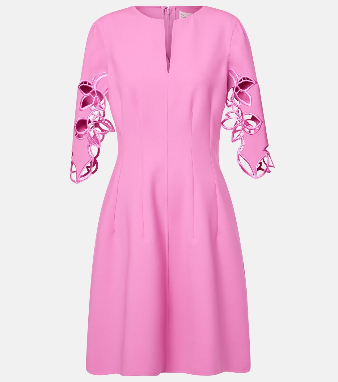 Robe midi brodée en laine mélangée | Oscar de la Renta