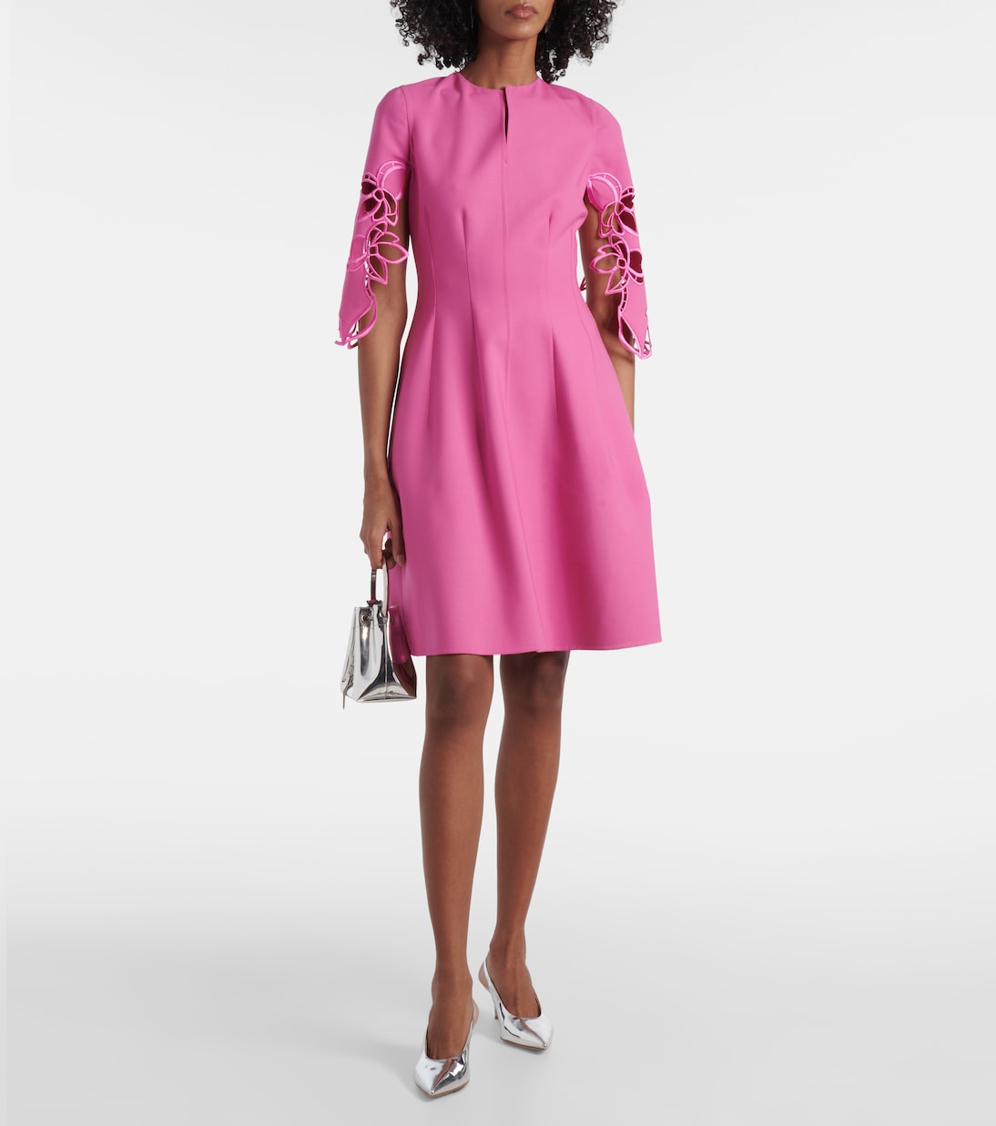 Robe midi brodée en laine mélangée | Oscar de la Renta