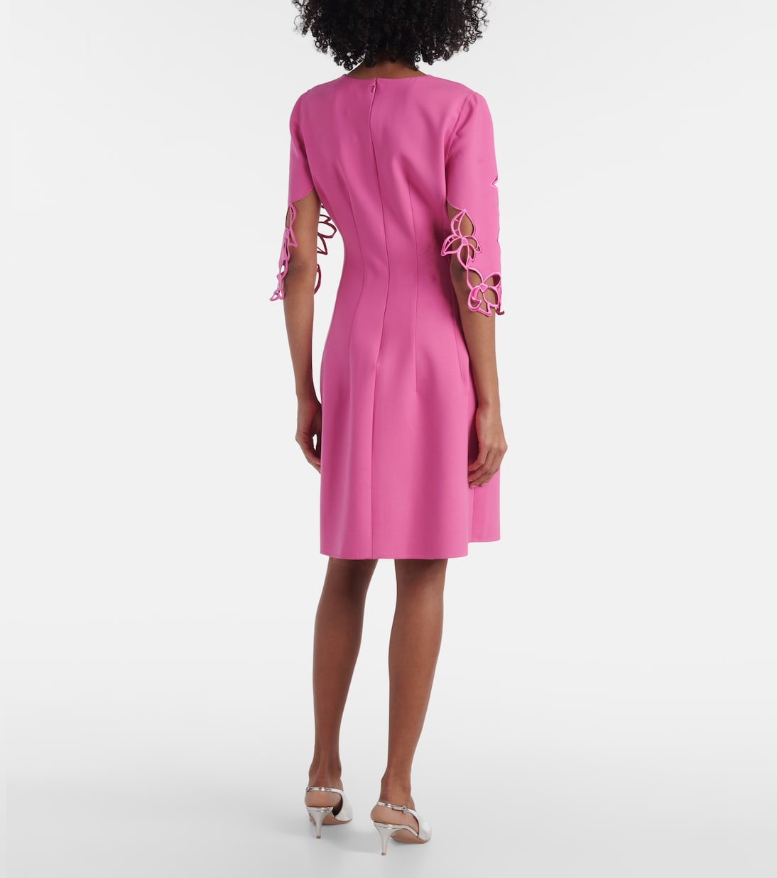 Robe midi brodée en laine mélangée | Oscar de la Renta