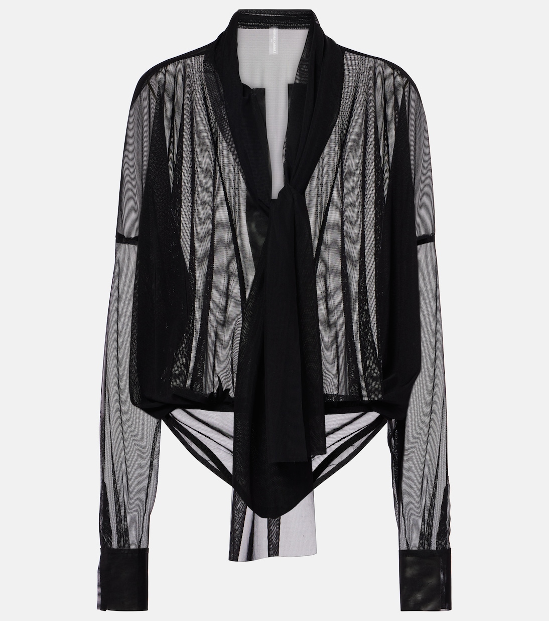 Bow-detail oversized mesh bodysuit | Norma Kamali