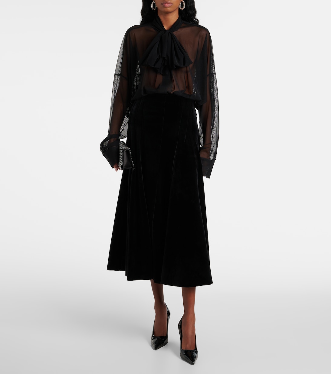 Bow-detail oversized mesh bodysuit | Norma Kamali