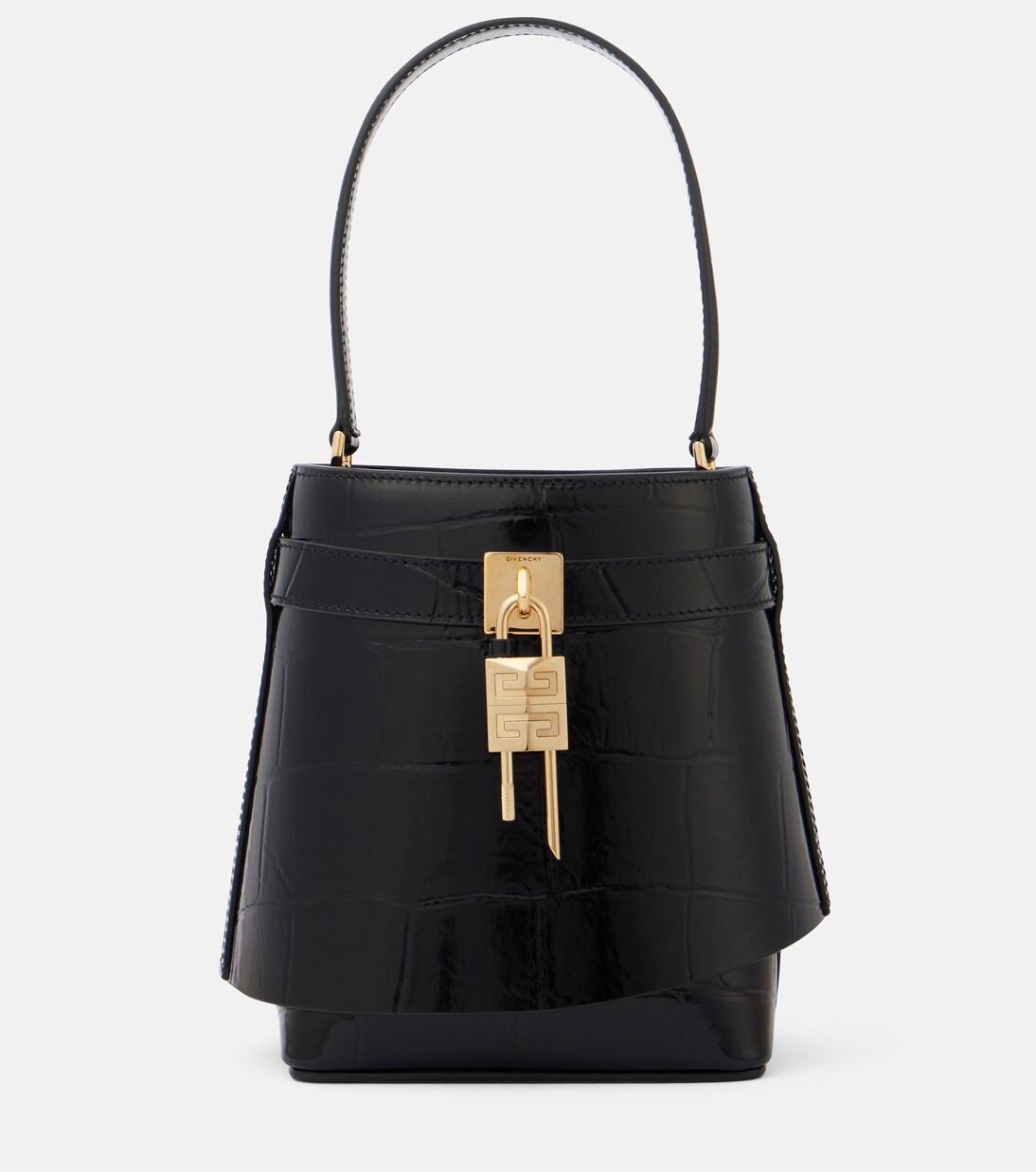 Shark Lock Medium leather bucket bag in black Givenchy Mytheresa