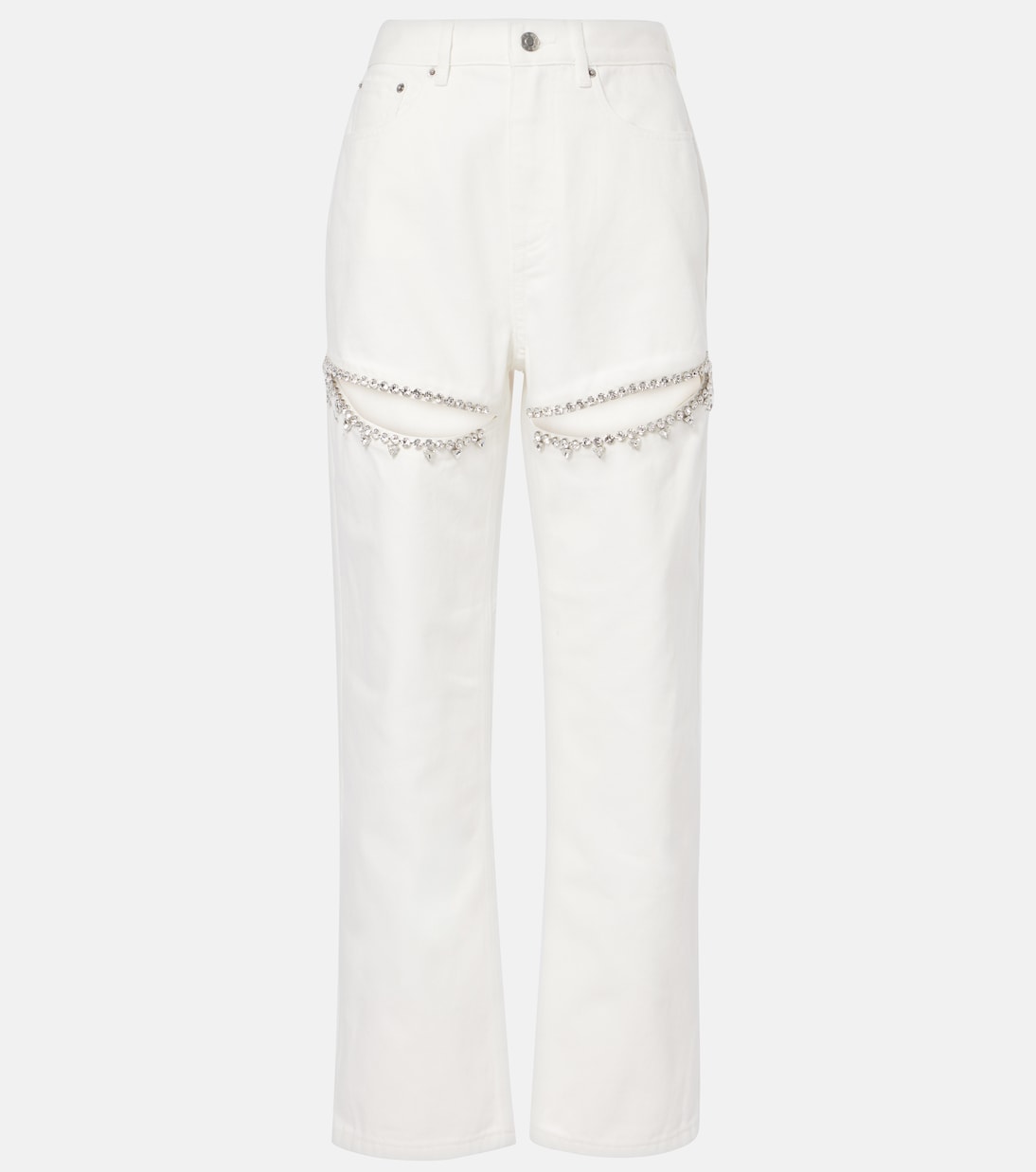 Jeans regular con cut-out e cristalli | Area