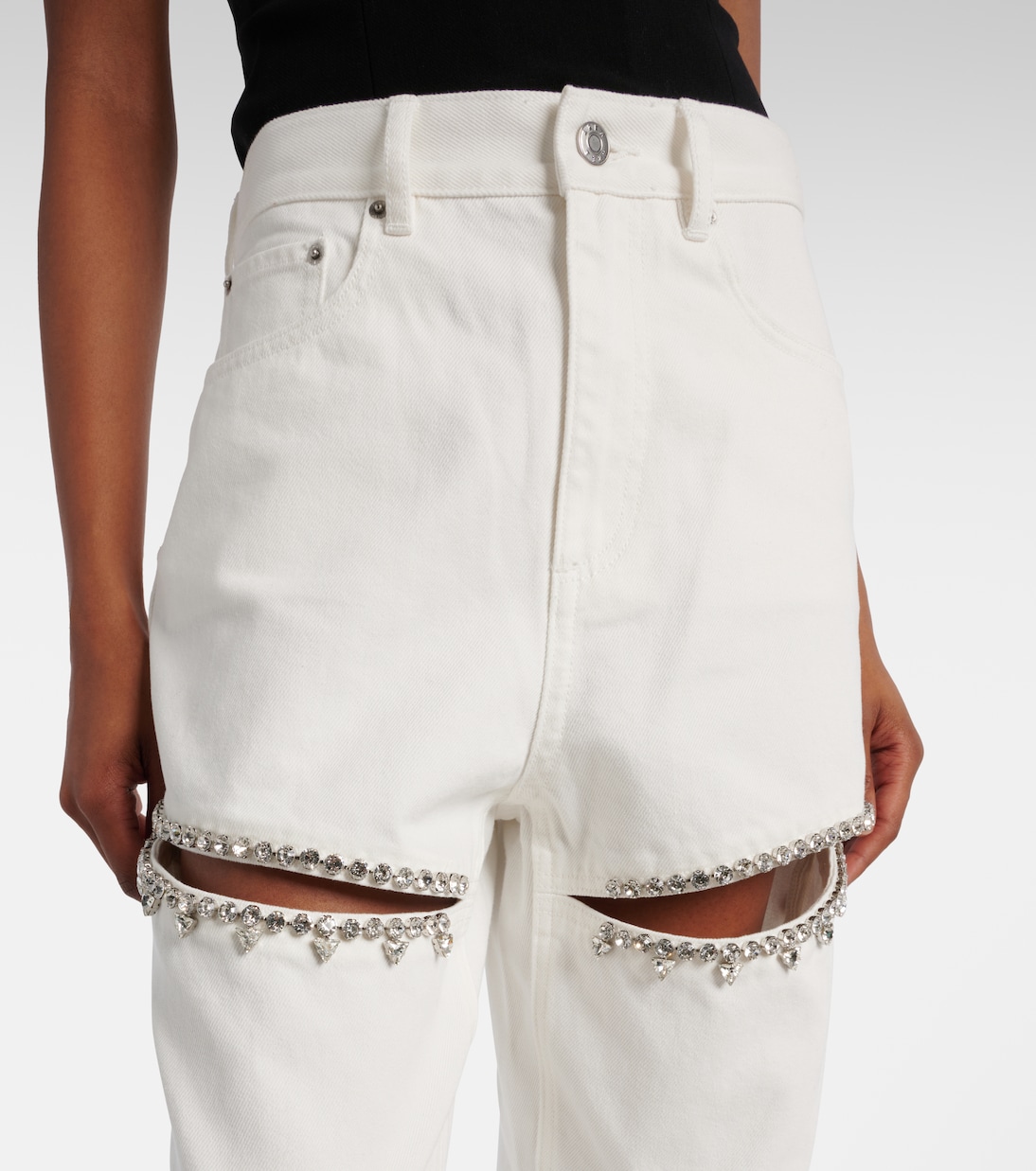 Jeans regular con cut-out e cristalli | Area