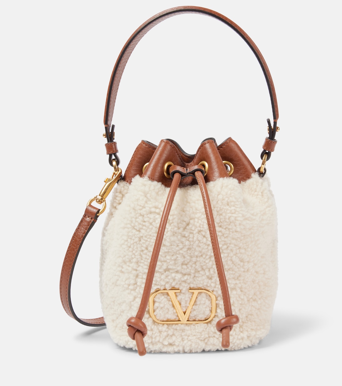 VLogo Signature shearling bucket bag | Valentino Garavani