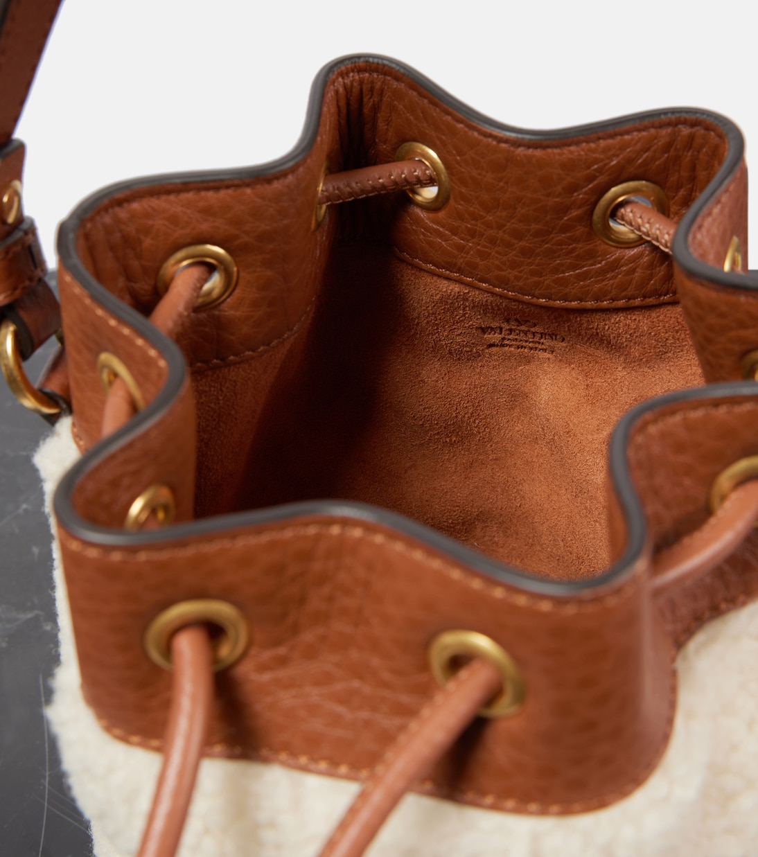 VLogo Signature shearling bucket bag | Valentino Garavani
