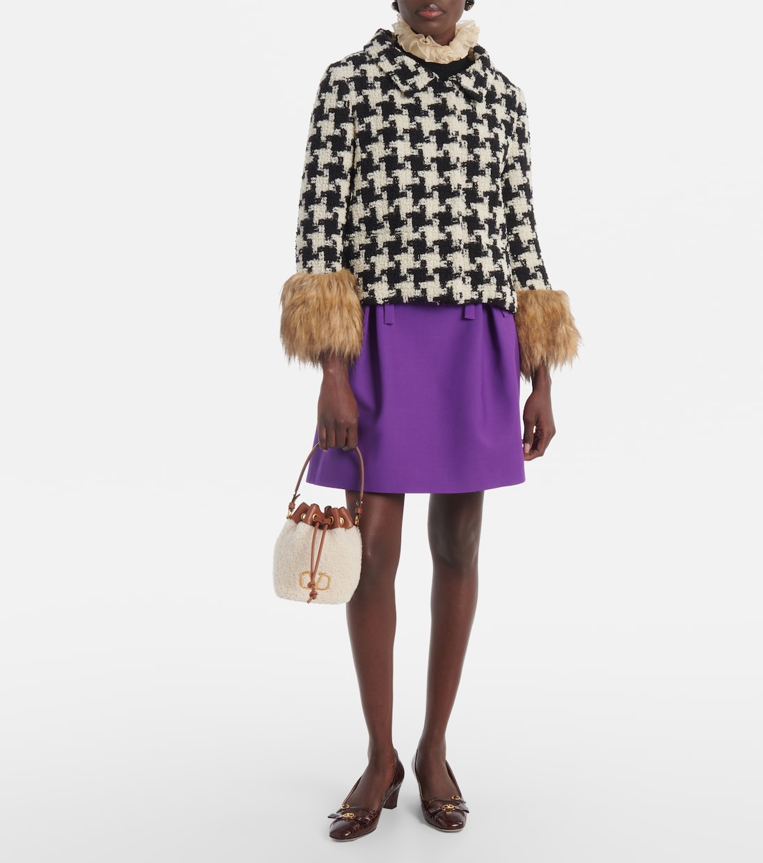 VLogo Signature shearling bucket bag | Valentino Garavani