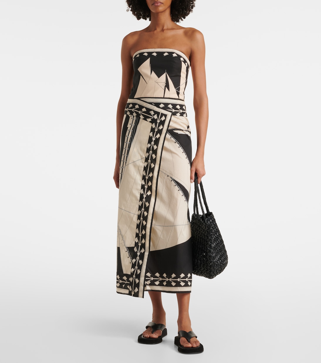 Printed strapless midi dress | Johanna Ortiz