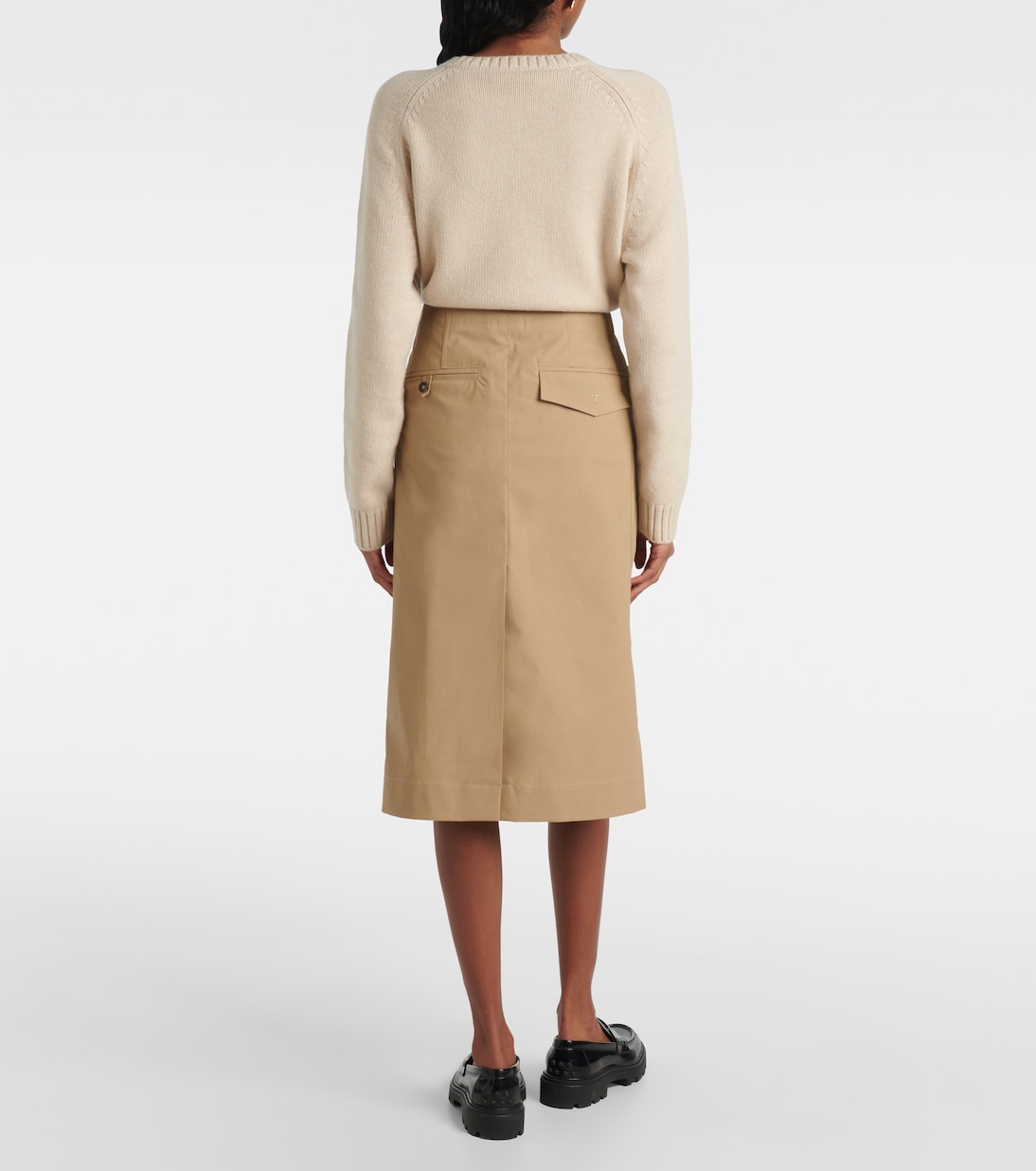 Falda midi de algodón revestido | Tod's