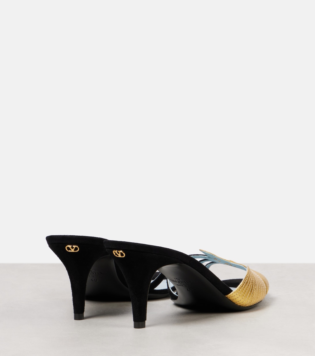 Mules Foliefoliage 65 en daim et cuir | Valentino Garavani